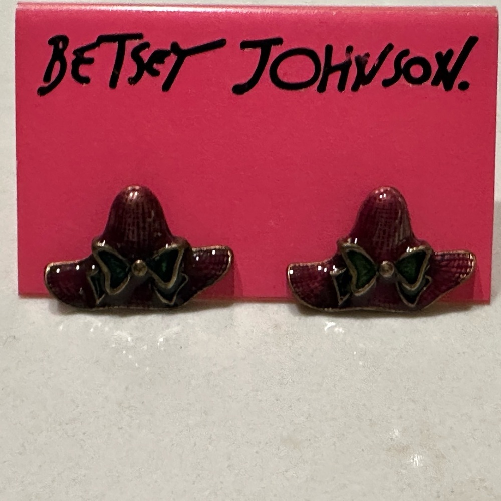 NWT Betsey Johnson Pink and Green Bow Earrings